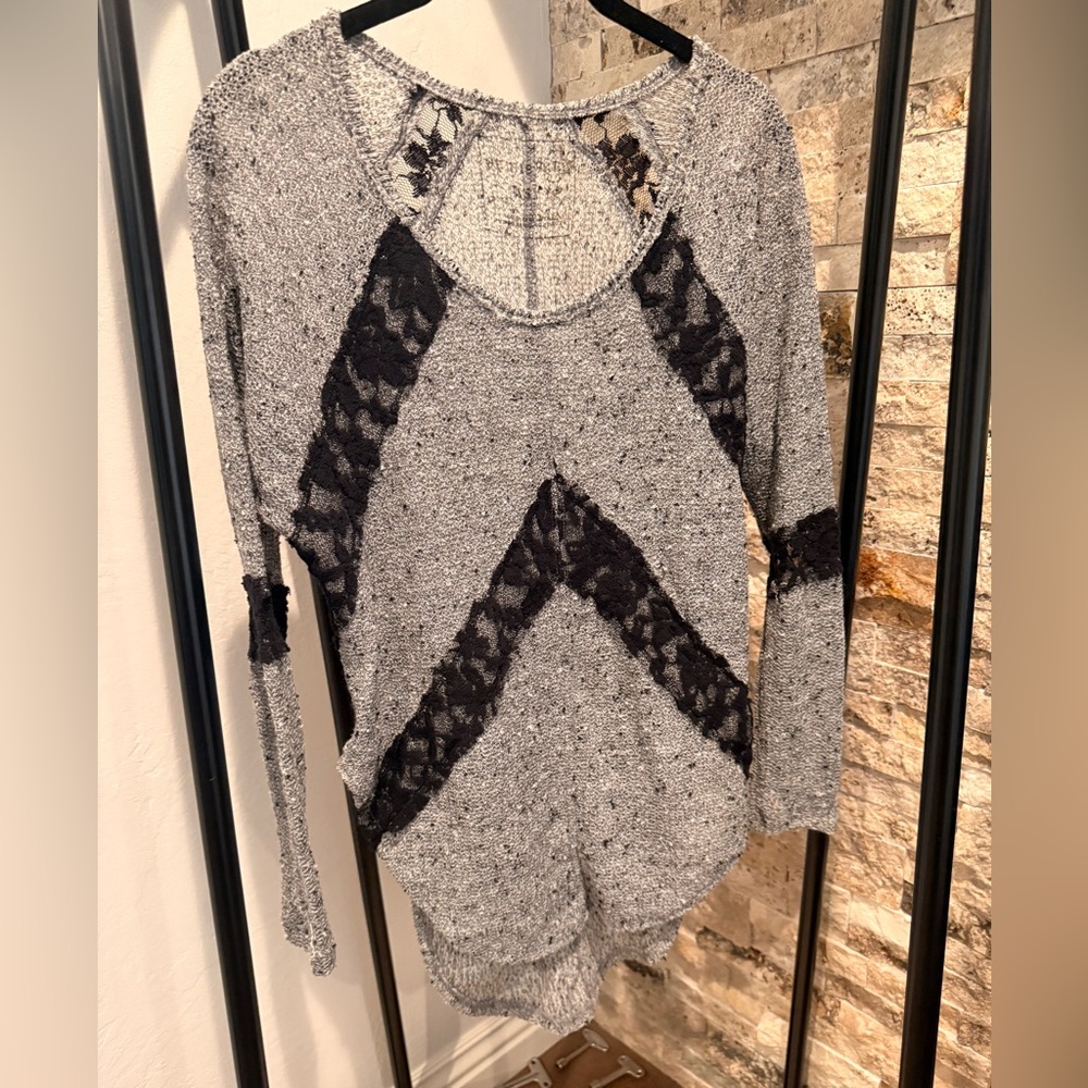 Free People Gray Sweater Blouse